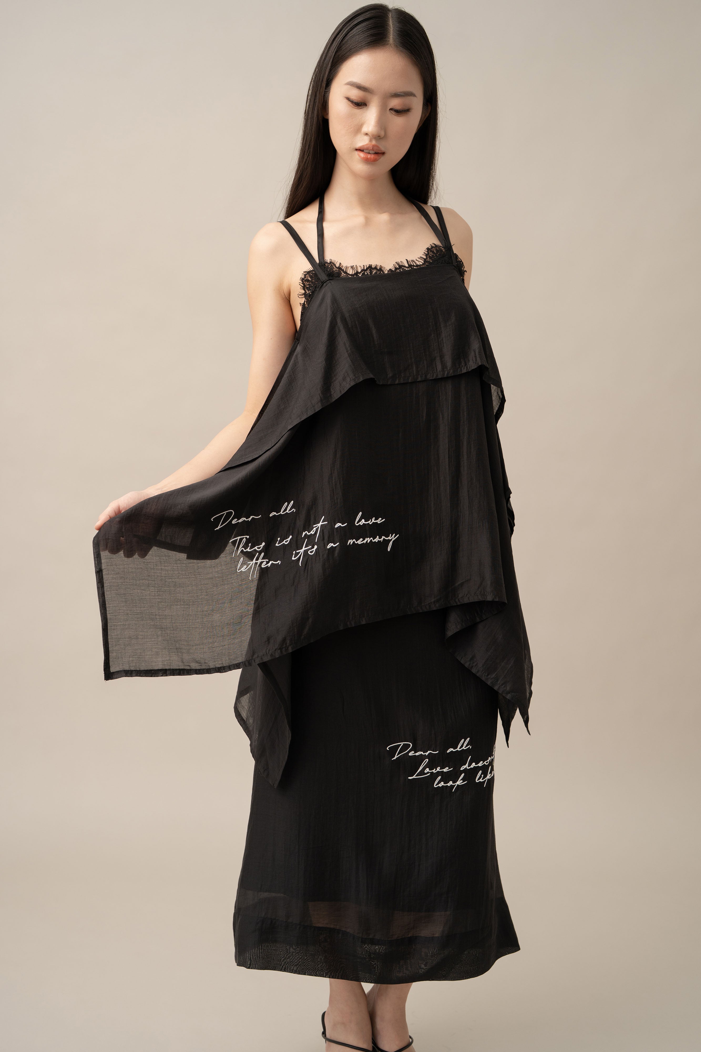 DA Lace Letter Top in Licorice