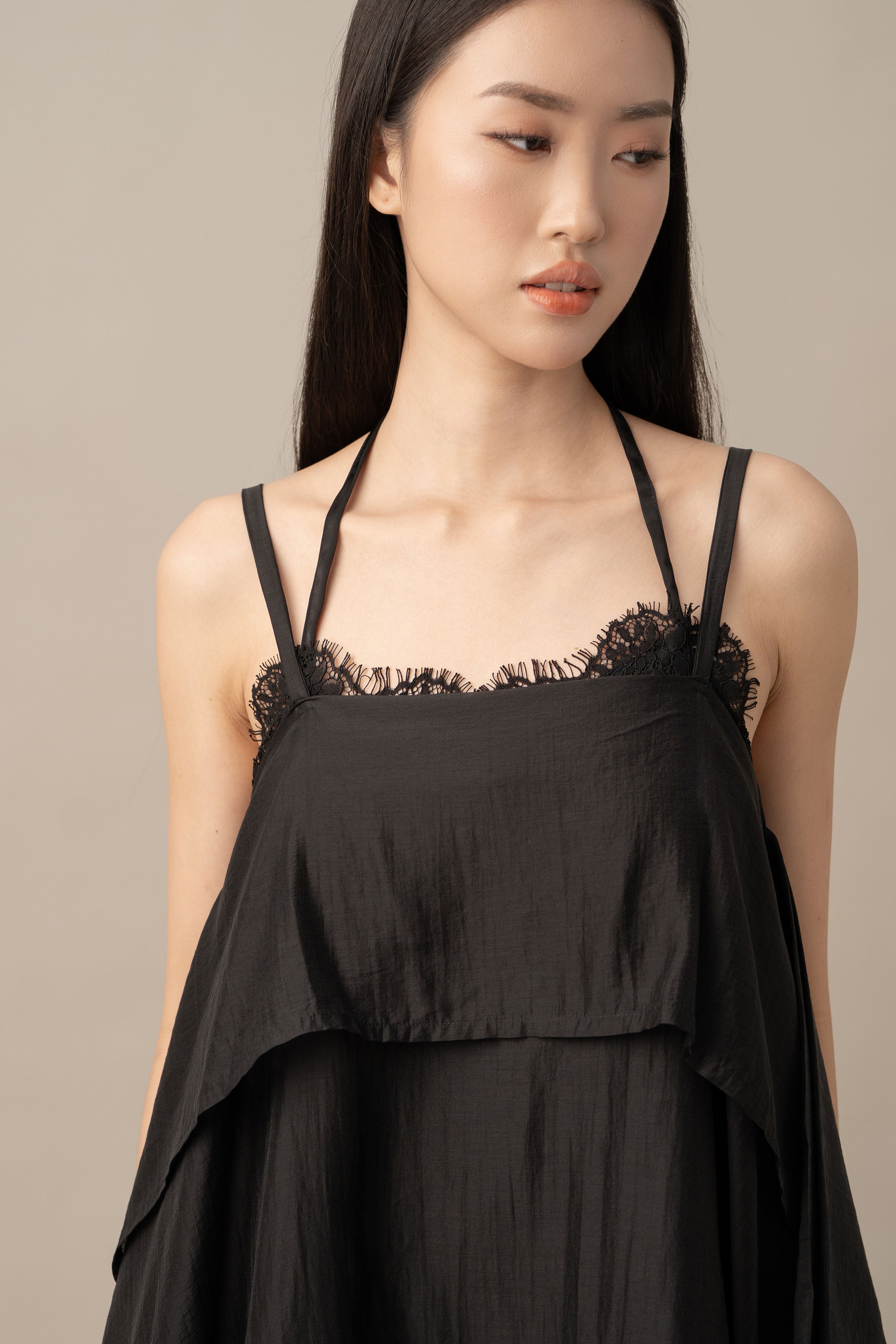 DA Lace Letter Top in Licorice