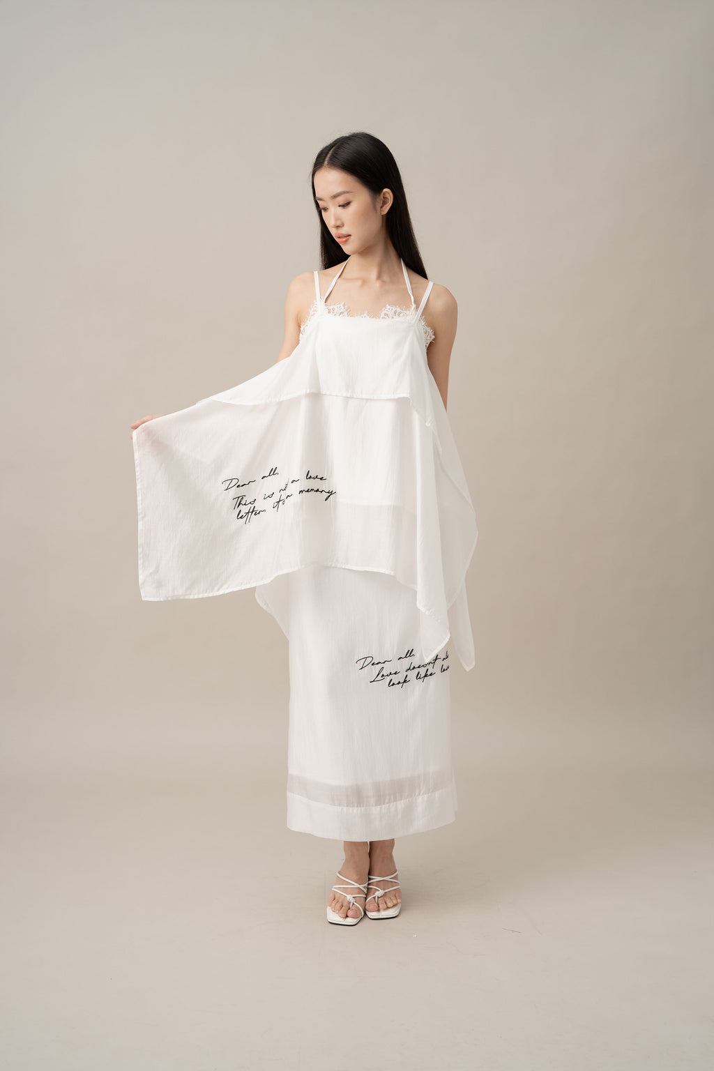 DA Lace Letter Top in Buttermilk