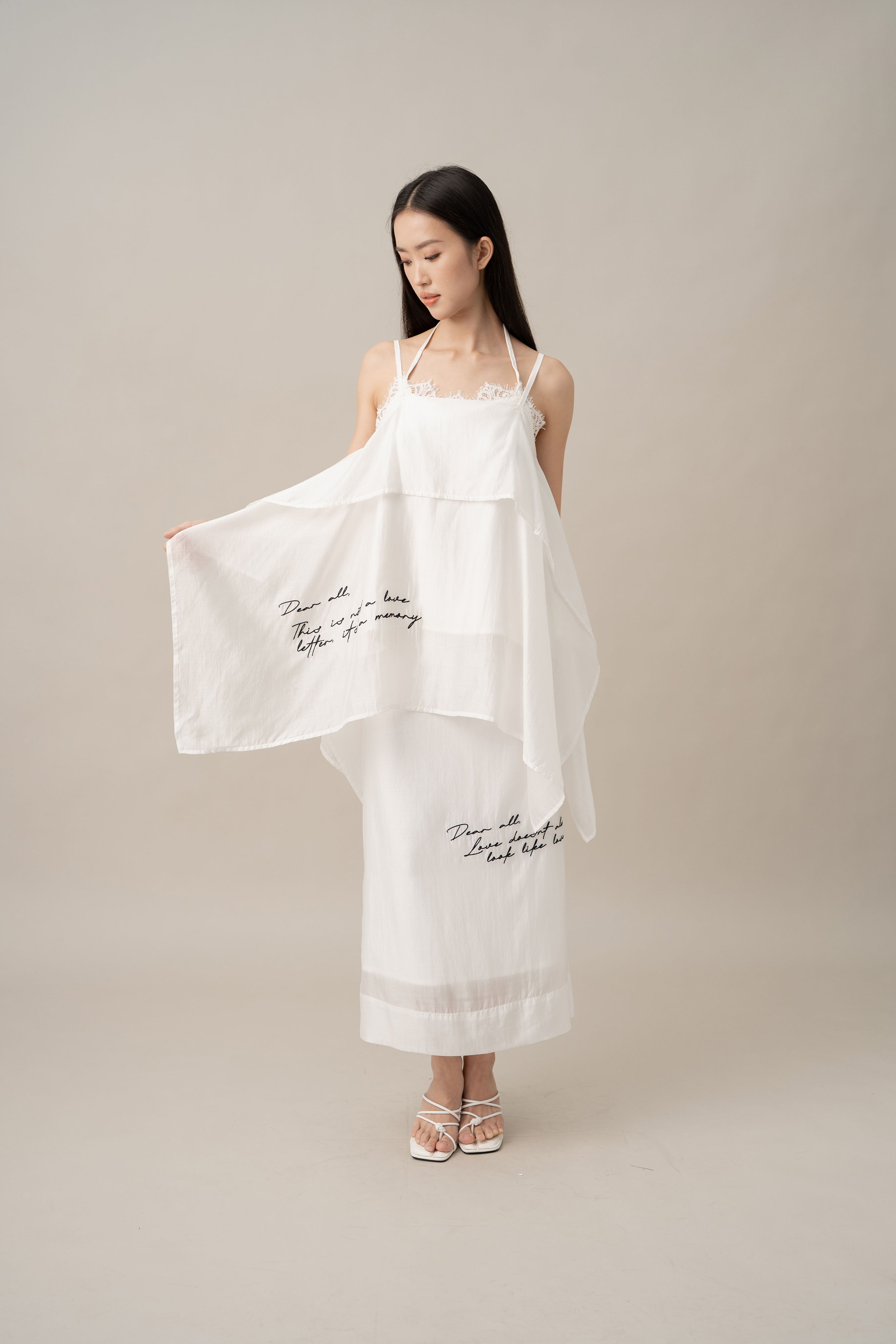 DA Lace Letter Top in Buttermilk