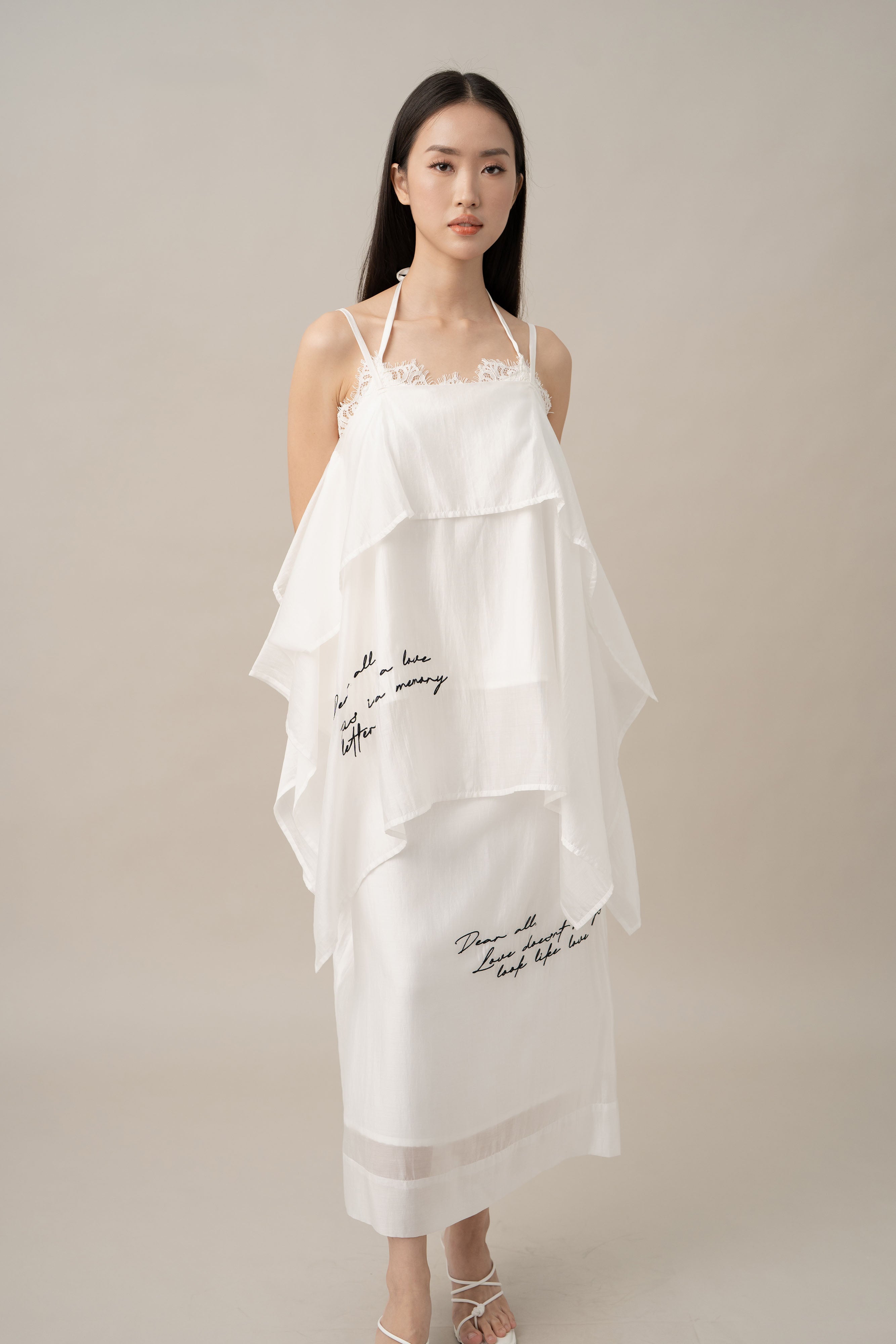 DA Lace Letter Top in Buttermilk