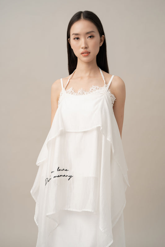 DA Lace Letter Top in Buttermilk
