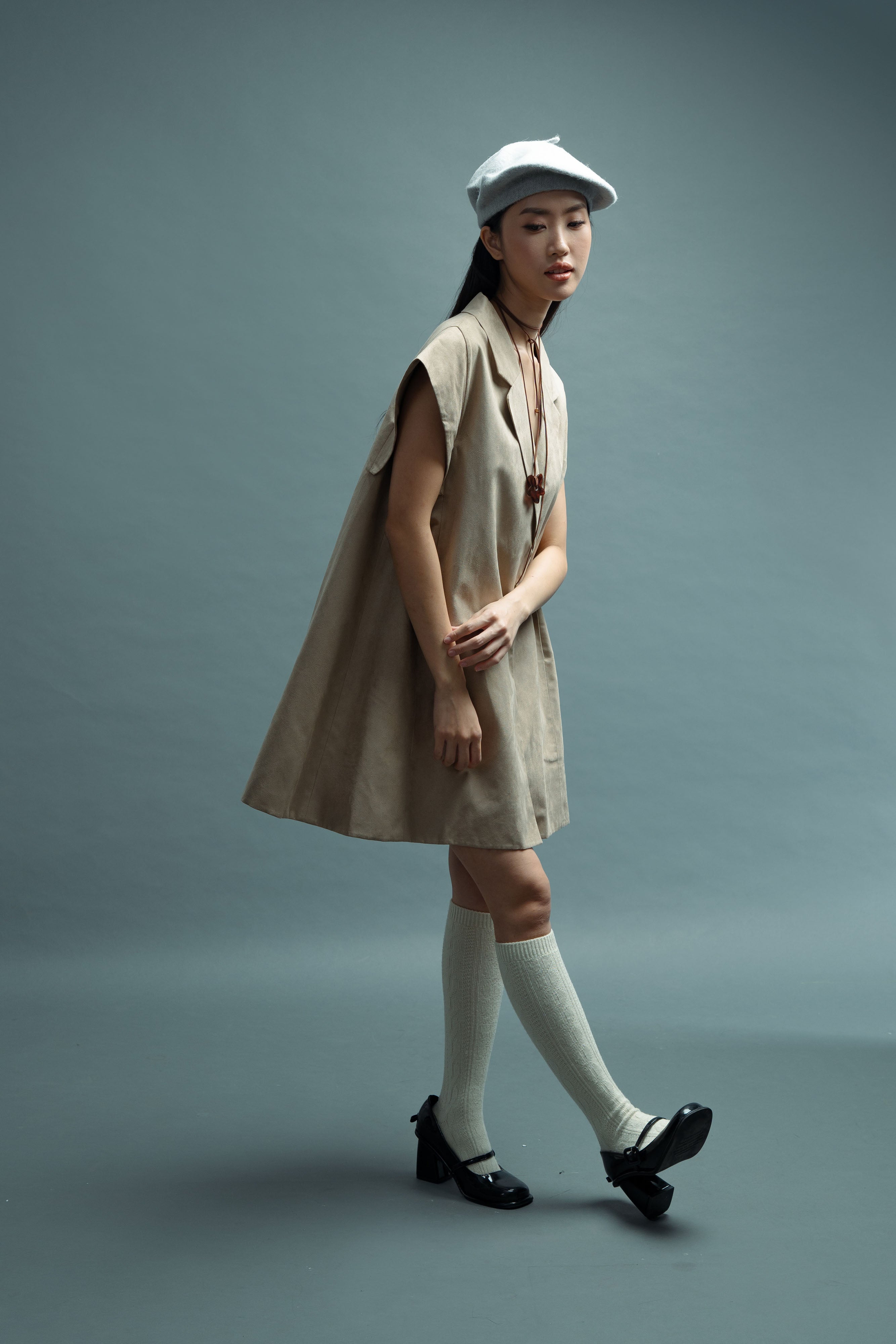 DA Shirt Mini Dress in Beige