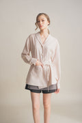 PO Quiet Stripe Shirt with Obi in Light Pink (Shipment Date 15 September-05 October 2026)