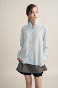 PO Quiet Stripe Shirt with Obi in Blue (Shipment Date 15 September-05 October 2026)