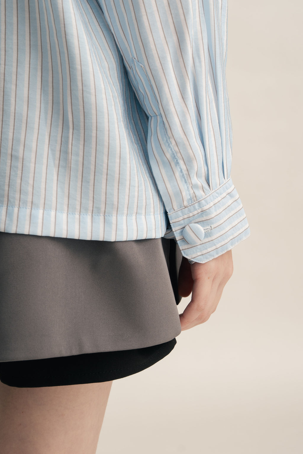 PO Quiet Stripe Shirt with Obi in Blue (Shipment Date 15 September-05 October 2026)