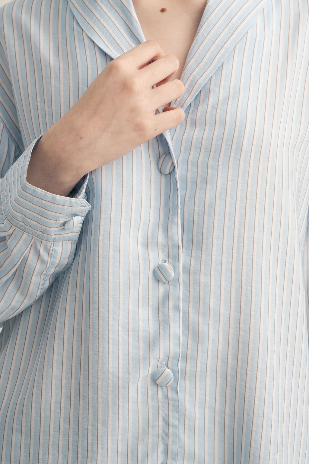 PO Quiet Stripe Shirt with Obi in Blue (Shipment Date 15 September-05 October 2026)