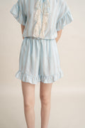 Quiet Ruffle Stripe Shorts in Blue