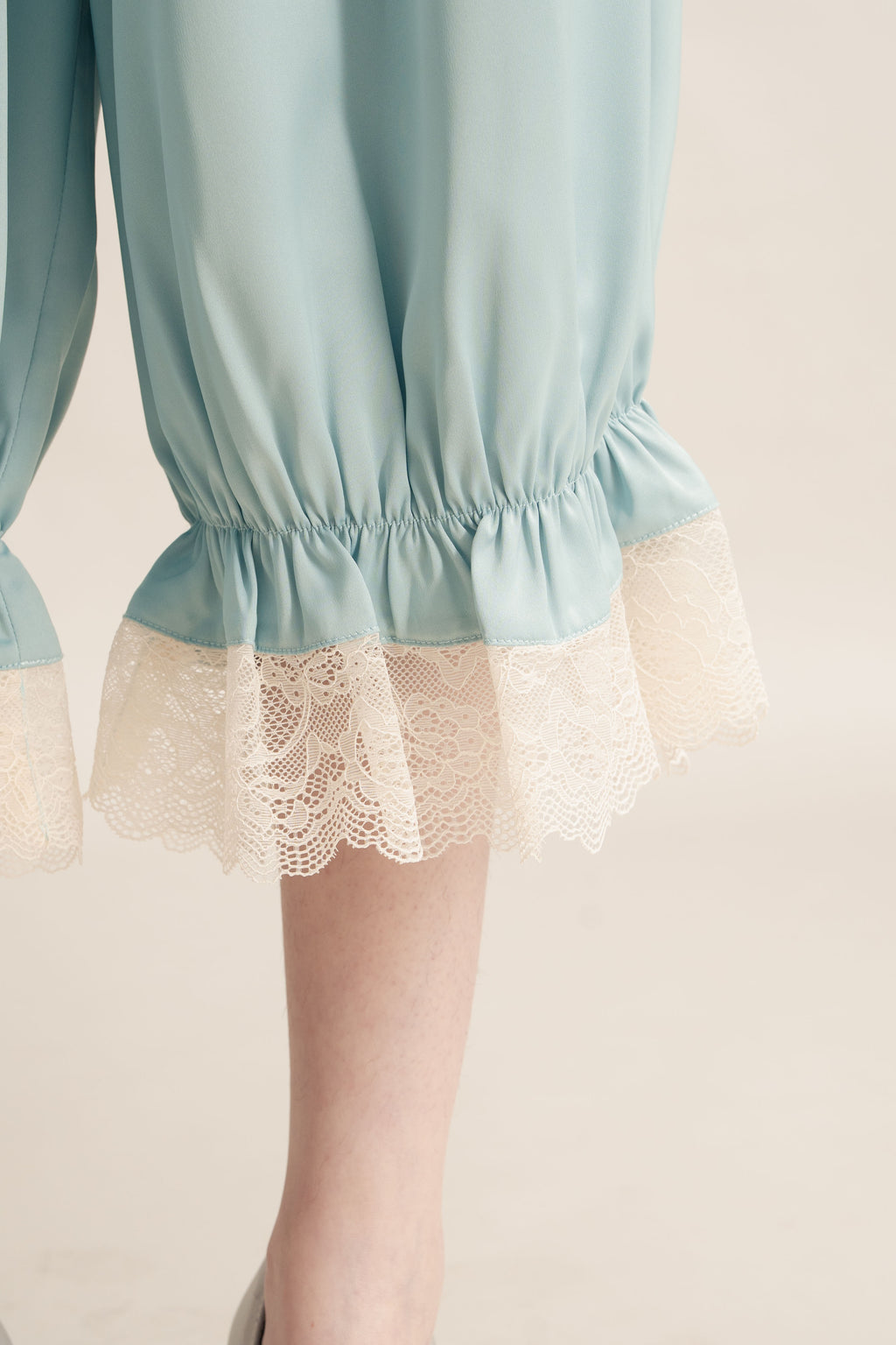 Quiet Peplum Lace Pants in Blue