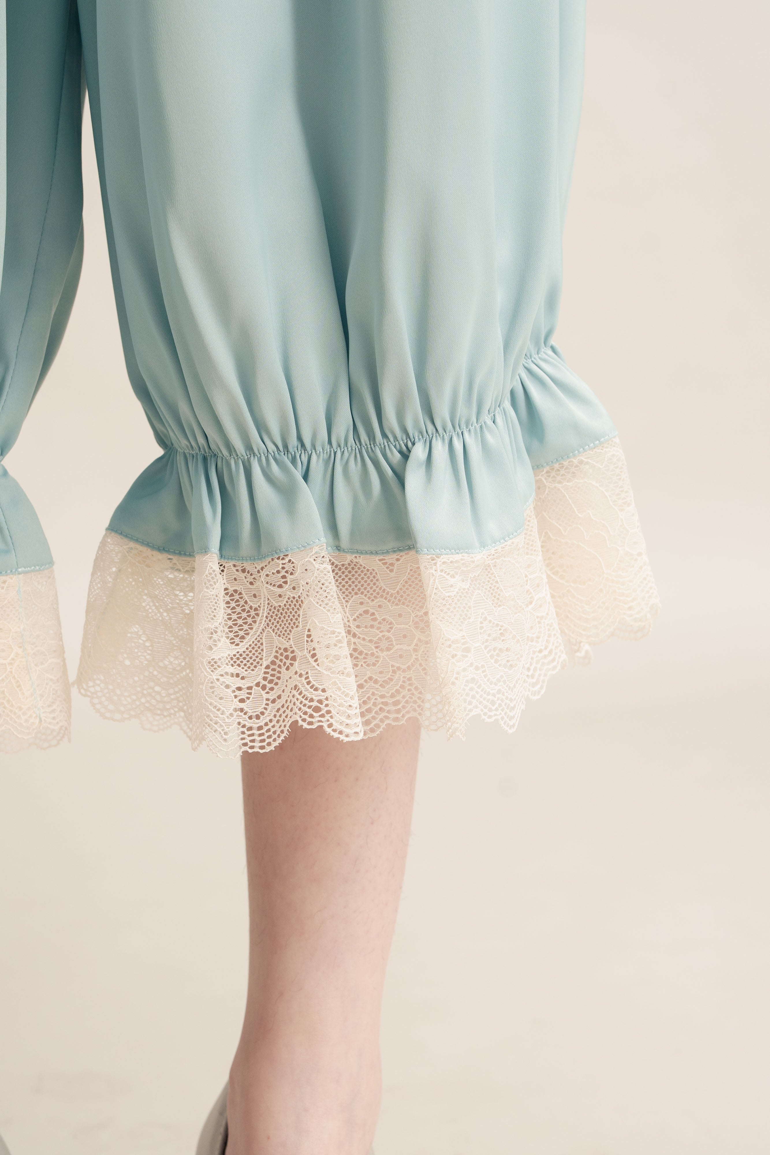 Quiet Peplum Lace Pants in Blue