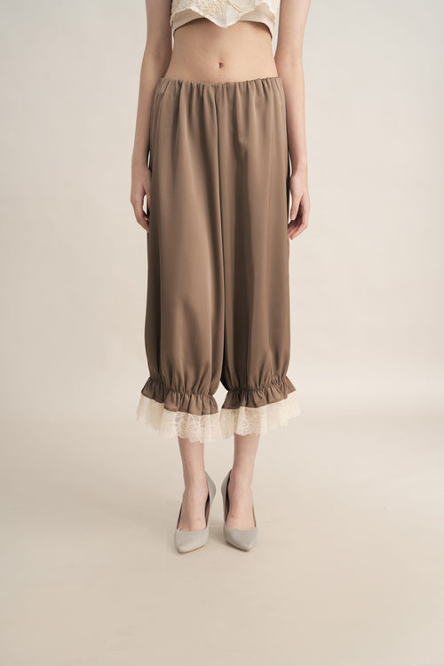 PO Quiet Peplum Lace Pants in Mocha (Shipment Date 15 September-05 October 2026)