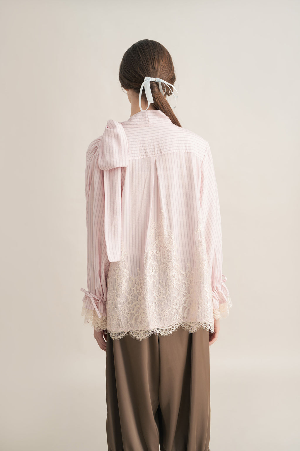 PO Quiet Stripe Lacey Tie Top in Hey Baby (Shipment Date 15 September-05 October 2026)
