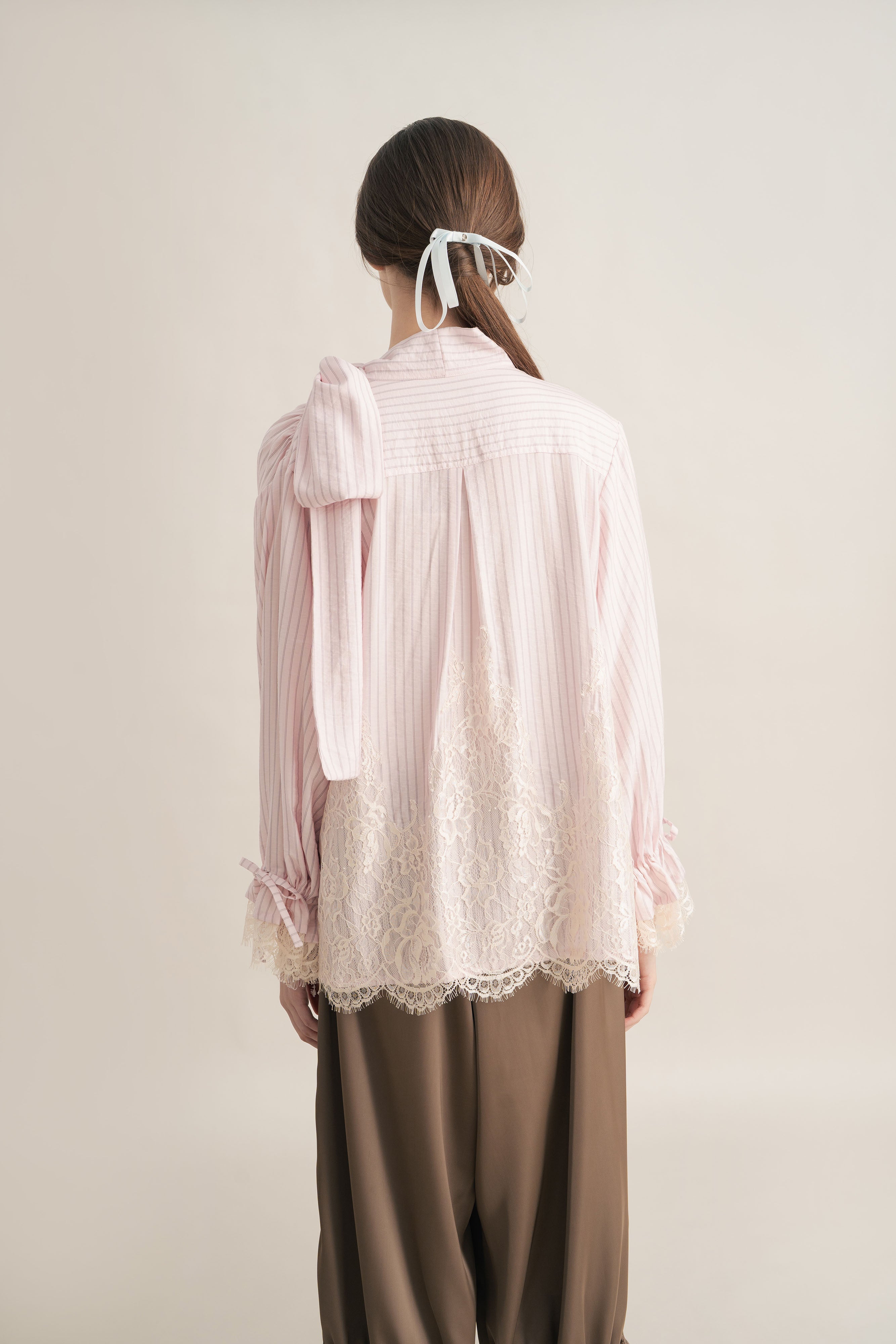 PO Quiet Stripe Lacey Tie Top in Hey Baby (Shipment Date 15 September-05 October 2026)