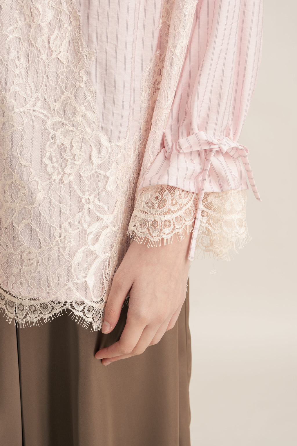 PO Quiet Stripe Lacey Tie Top in Hey Baby (Shipment Date 15 September-05 October 2026)