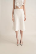 Quiet Satin Midi Skirt in Buttermilk