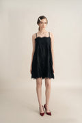 Quiet Lacey Mini Dress in Licorice (Ribbon Accessories Not Included)