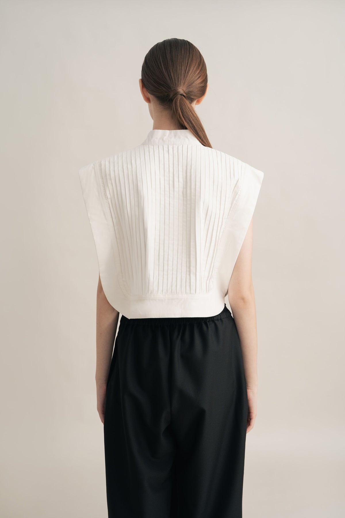 PO Quiet Pleats Vest in Buttermilk (Tie-Neck Ribbon Included) (Shipment Date 15 September-05 October 2026)