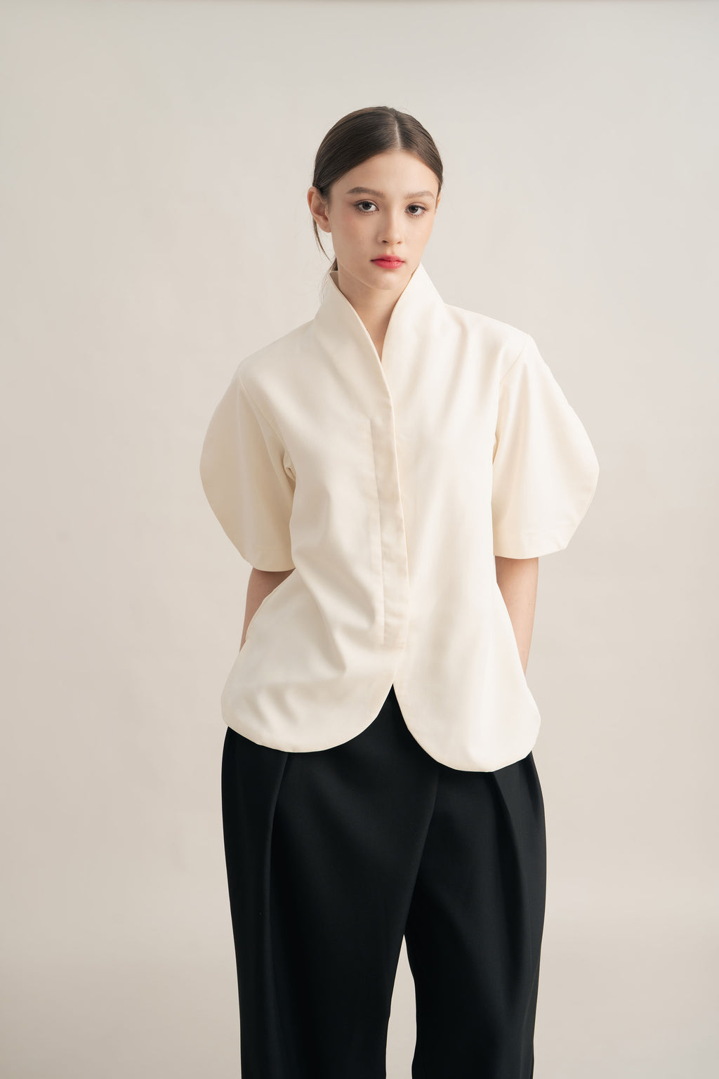 PO Quiet Kebaya Short Sleeve Top in Buttermilk (Shipment Date 15 September-05 October 2026)