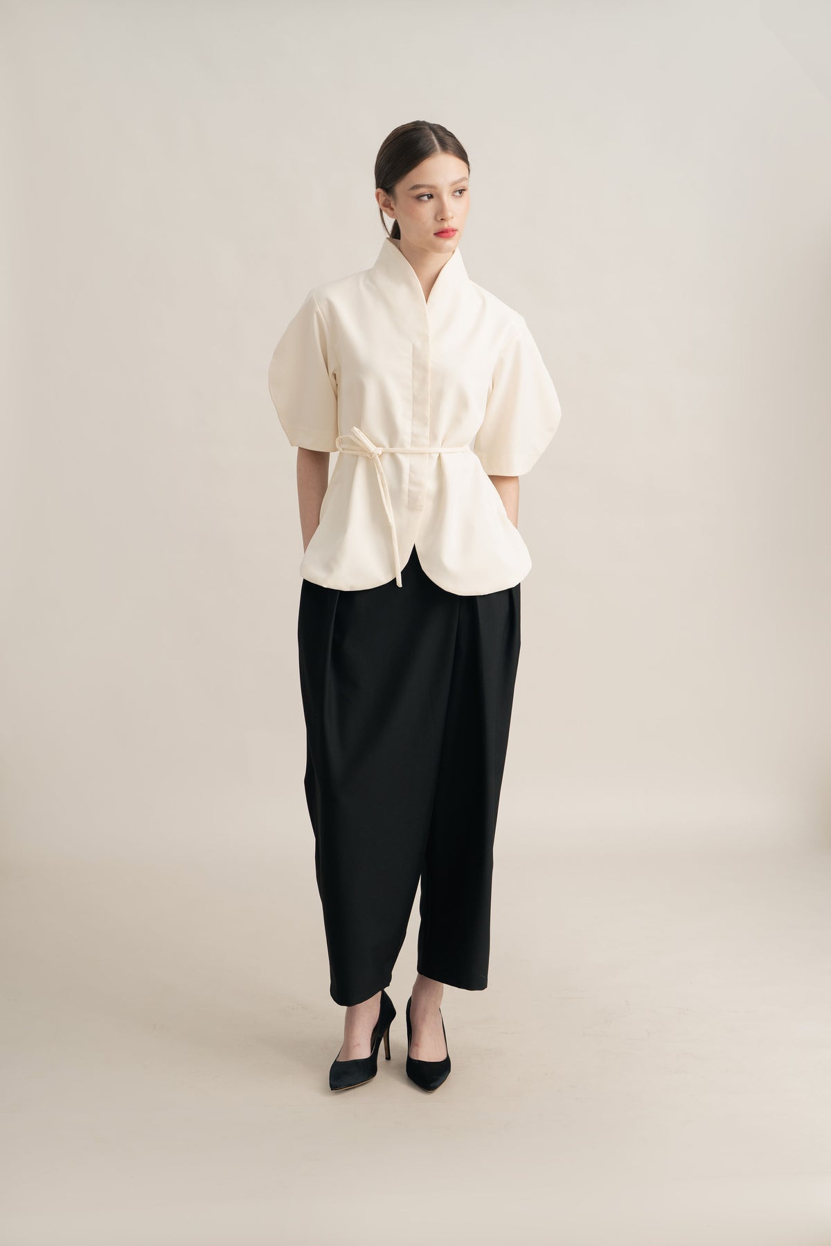 PO Quiet Kebaya Short Sleeve Top in Buttermilk (Shipment Date 15 September-05 October 2026)