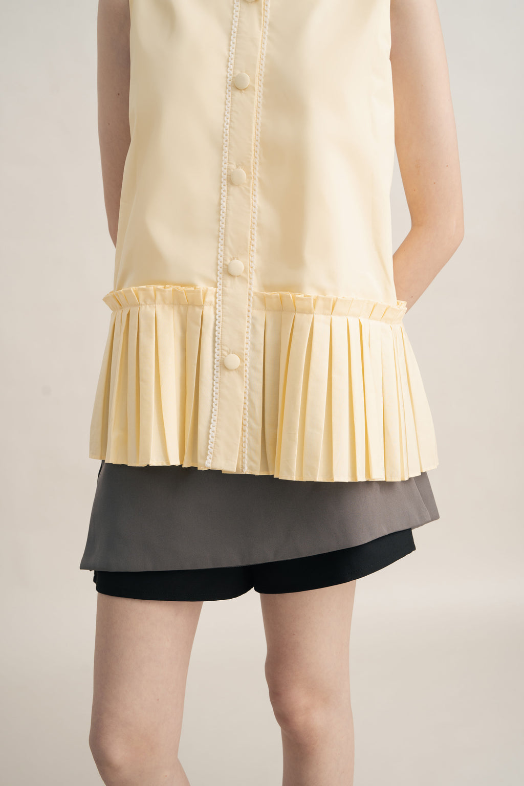 PO Quiet Peplum Pleats Top in Butter (Shipment Date 15 September-05 October 2026)
