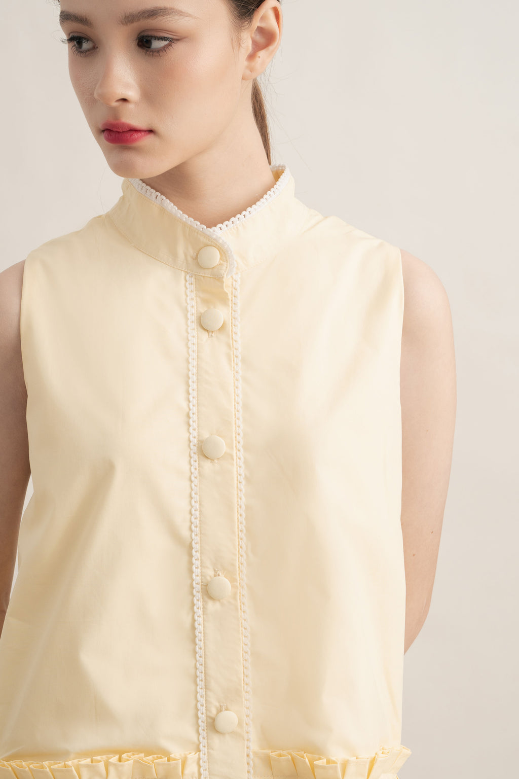 PO Quiet Peplum Pleats Top in Butter (Shipment Date 15 September-05 October 2026)