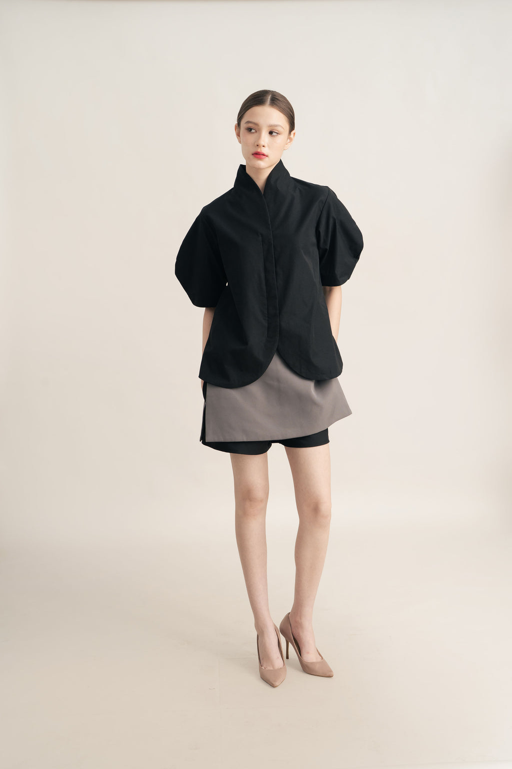 PO Quiet Kebaya Short Sleeve Top in Licorice (Shipment Date 15 September-05 October 2026)
