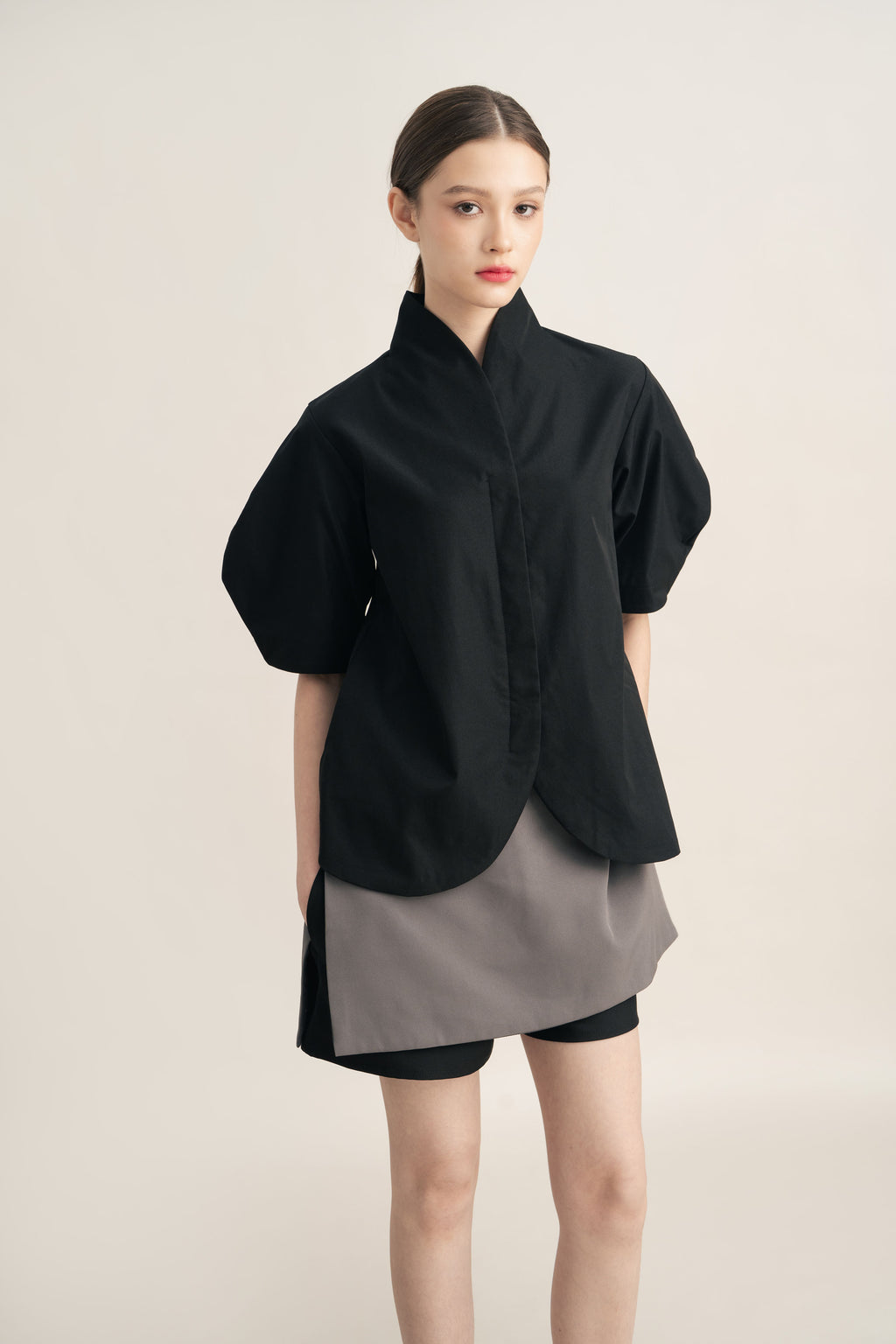 PO Quiet Kebaya Short Sleeve Top in Licorice (Shipment Date 15 September-05 October 2026)