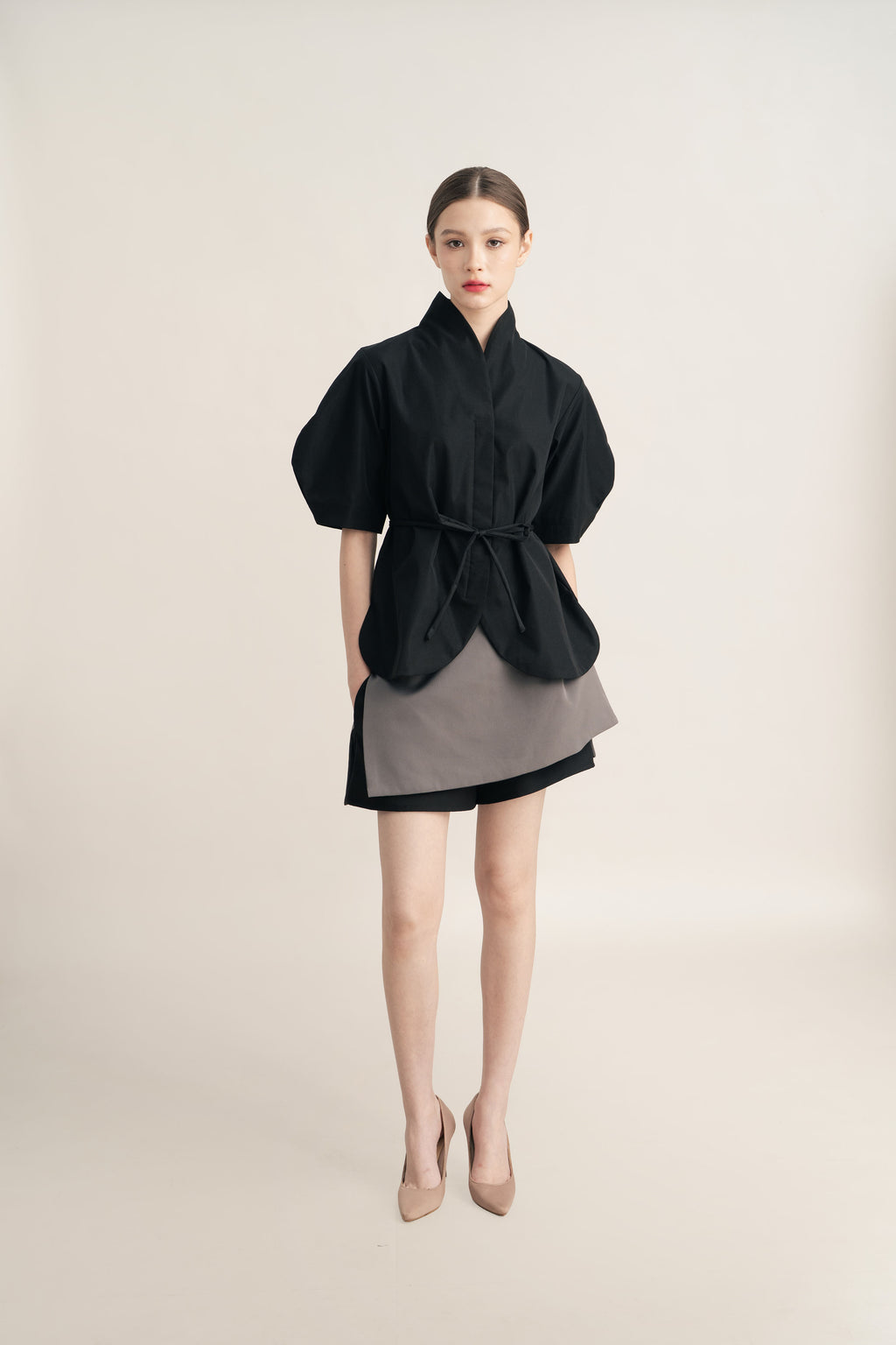 PO Quiet Kebaya Short Sleeve Top in Licorice (Shipment Date 15 September-05 October 2026)