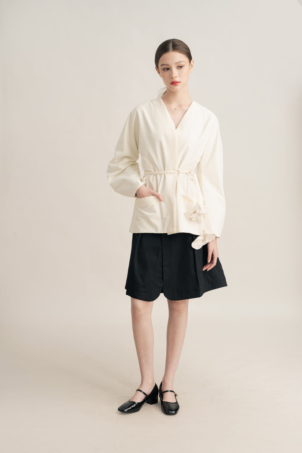 Quiet Bloom Outer in Buttermilk (Belt Included)