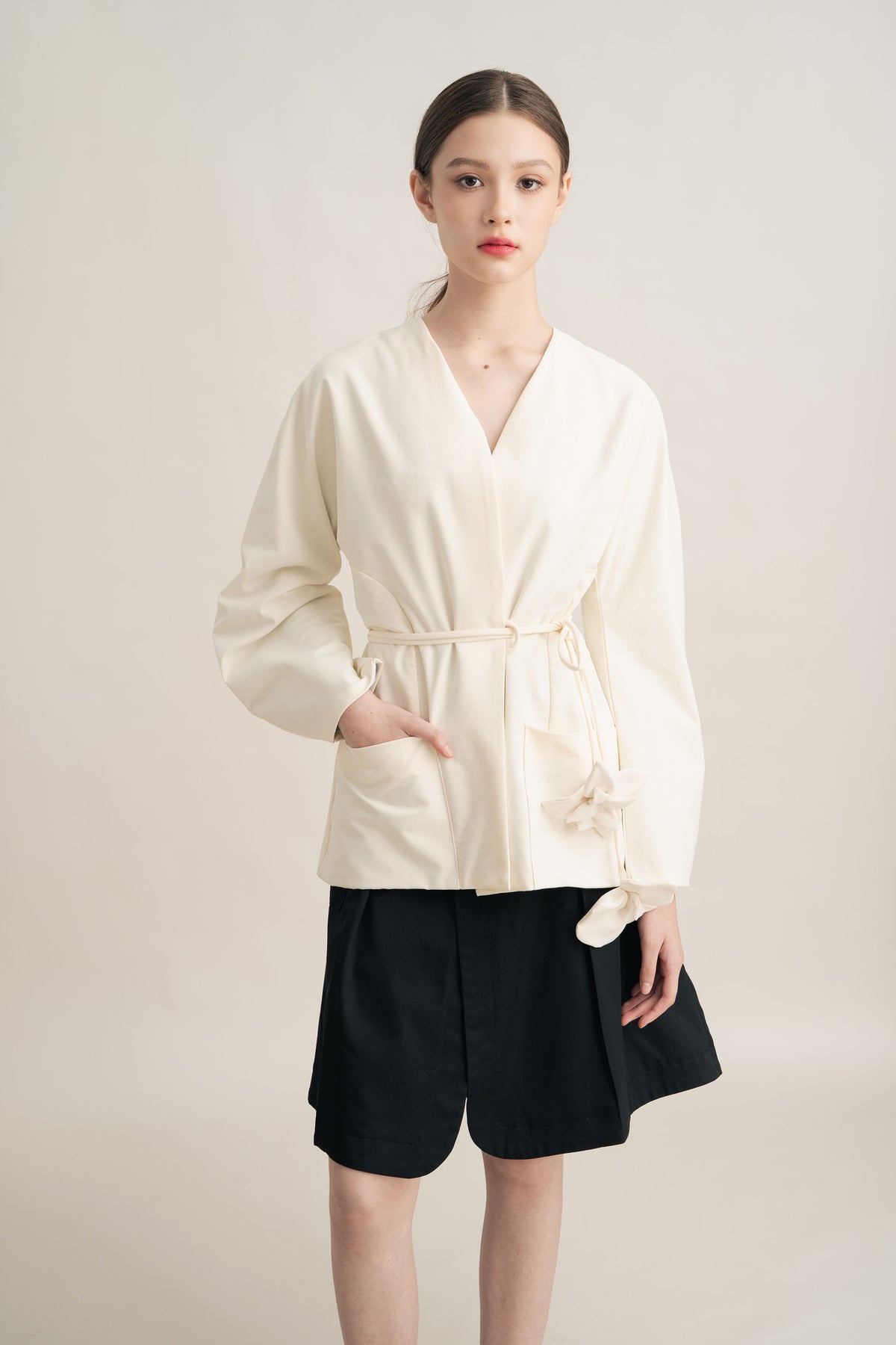 Quiet Bloom Outer in Buttermilk (Belt Included)