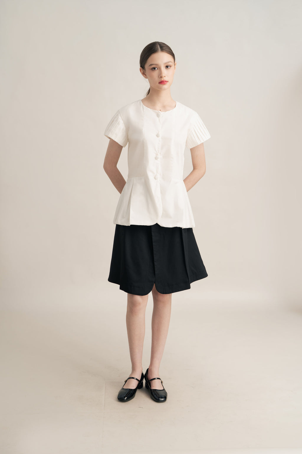 PO Quiet Pleats Sleeve Top in Buttermilk (Shipment Date 15 September-05 October 2026)