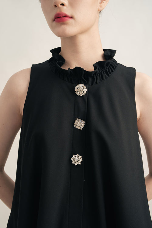 PO Quiet Button Dress in Licorice (Shipment Date 15 September-05 October 2026)