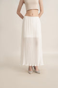 Quiet Long Pleats Skirt in Buttermilk