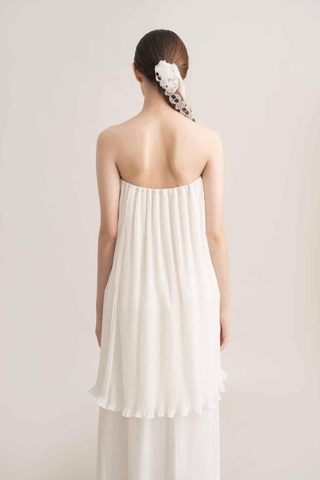 Quiet Long Pleats Tube in Buttermilk