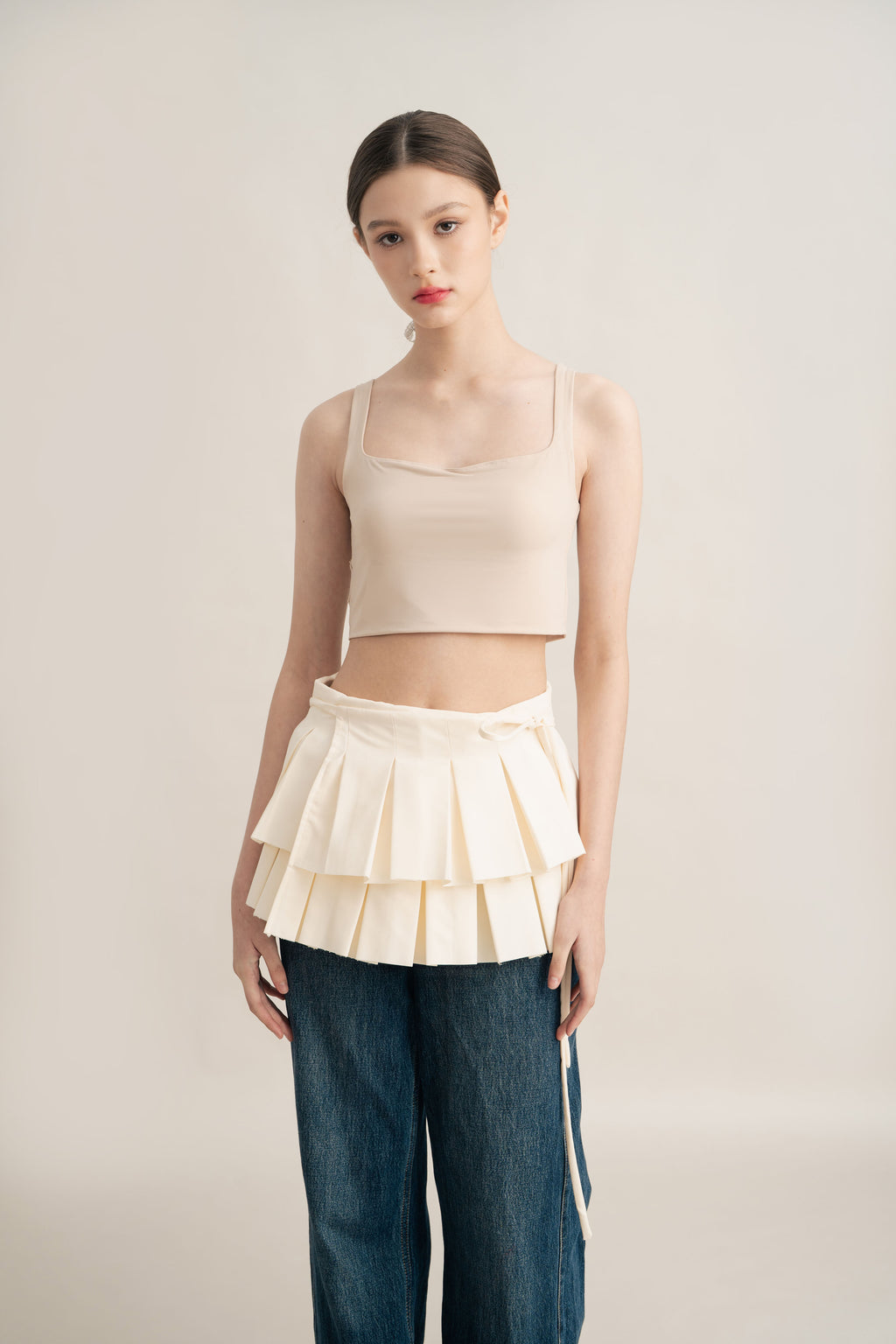 Quiet Pleats Obi in Ivory