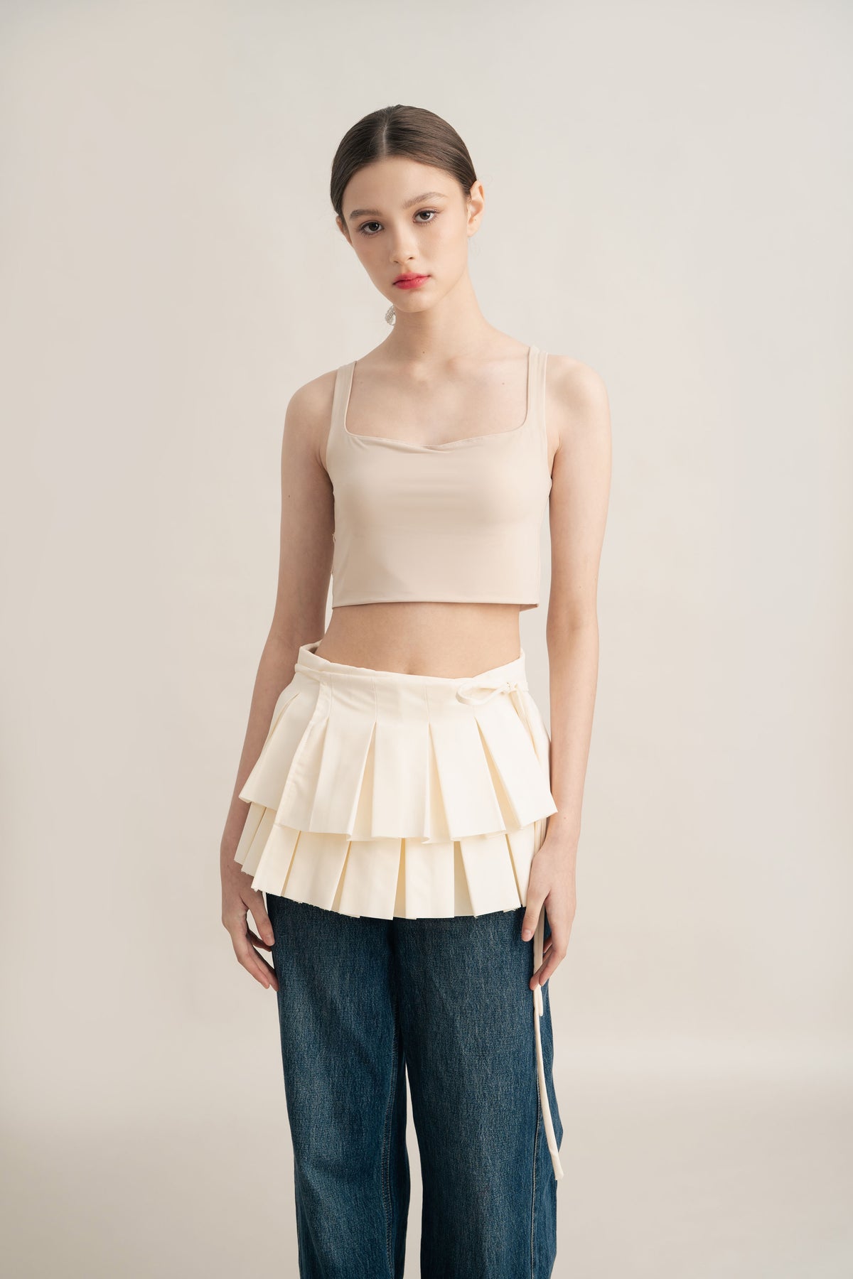 Quiet Pleats Obi in Ivory