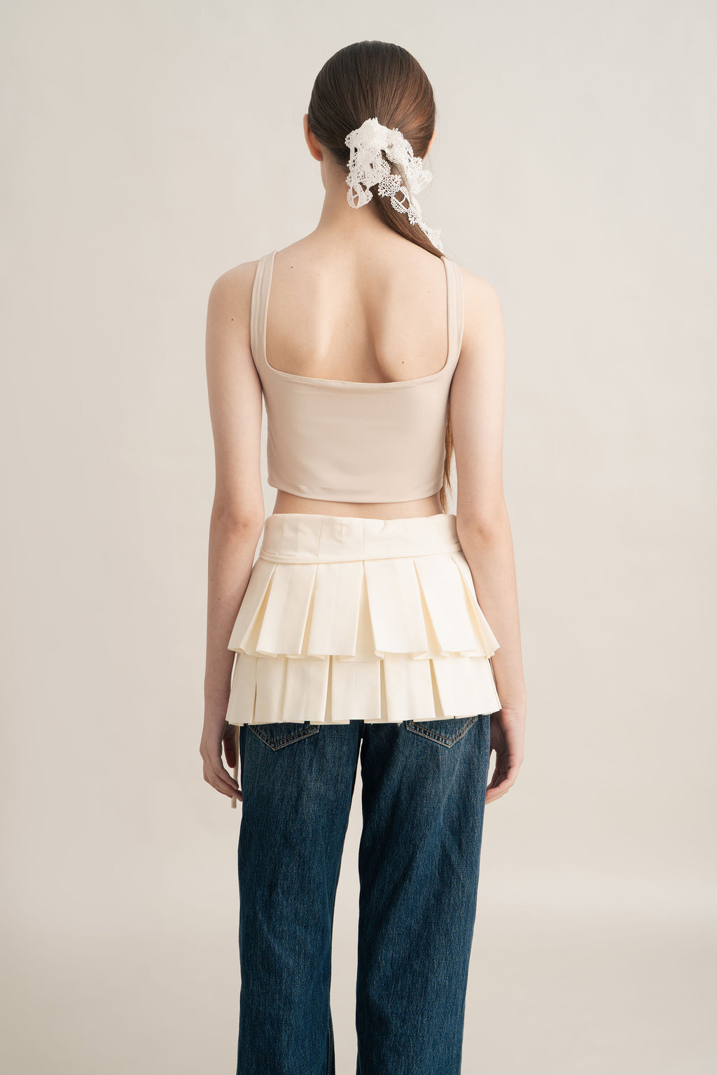 Quiet Pleats Obi in Ivory