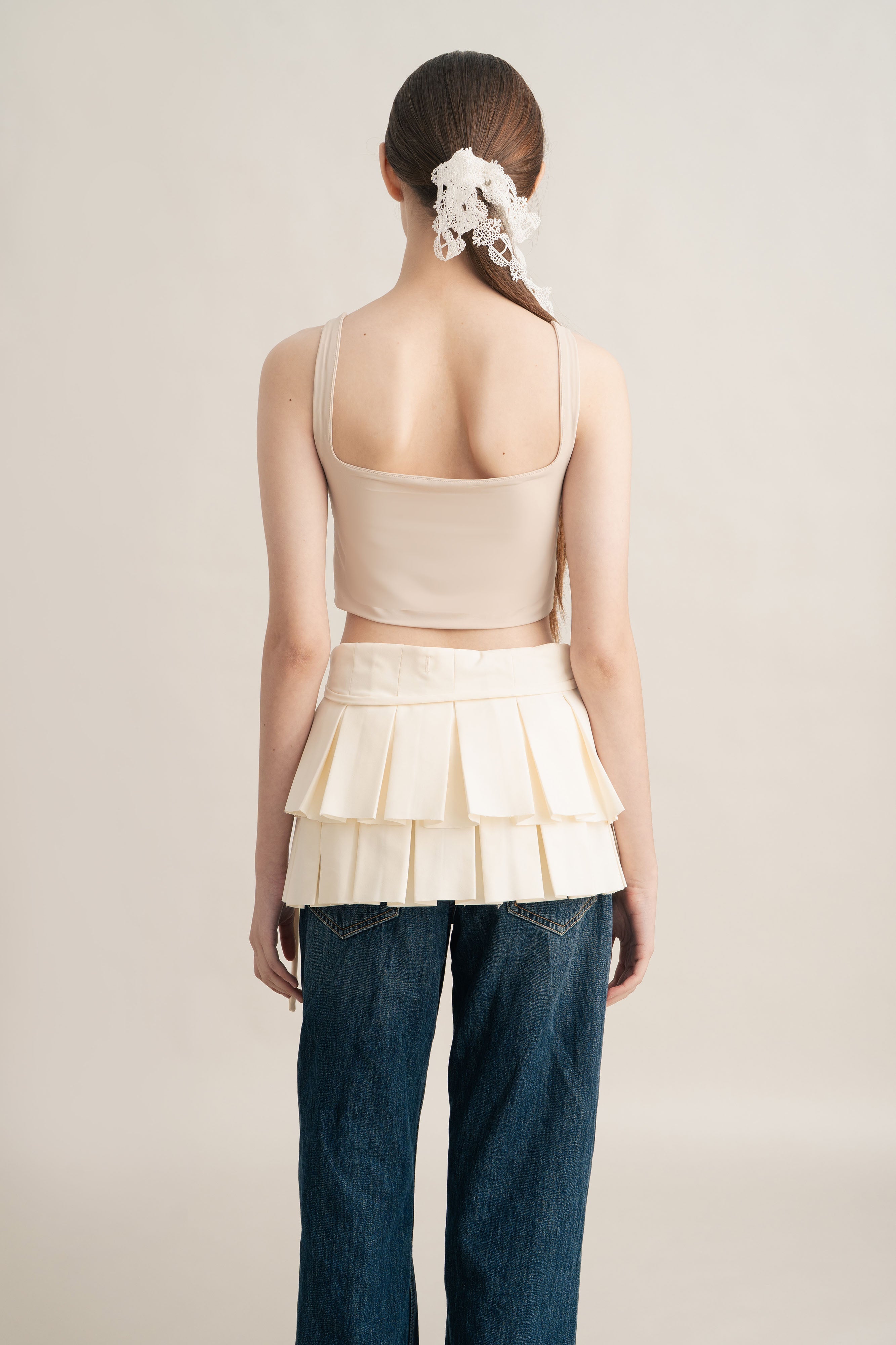Quiet Pleats Obi in Ivory