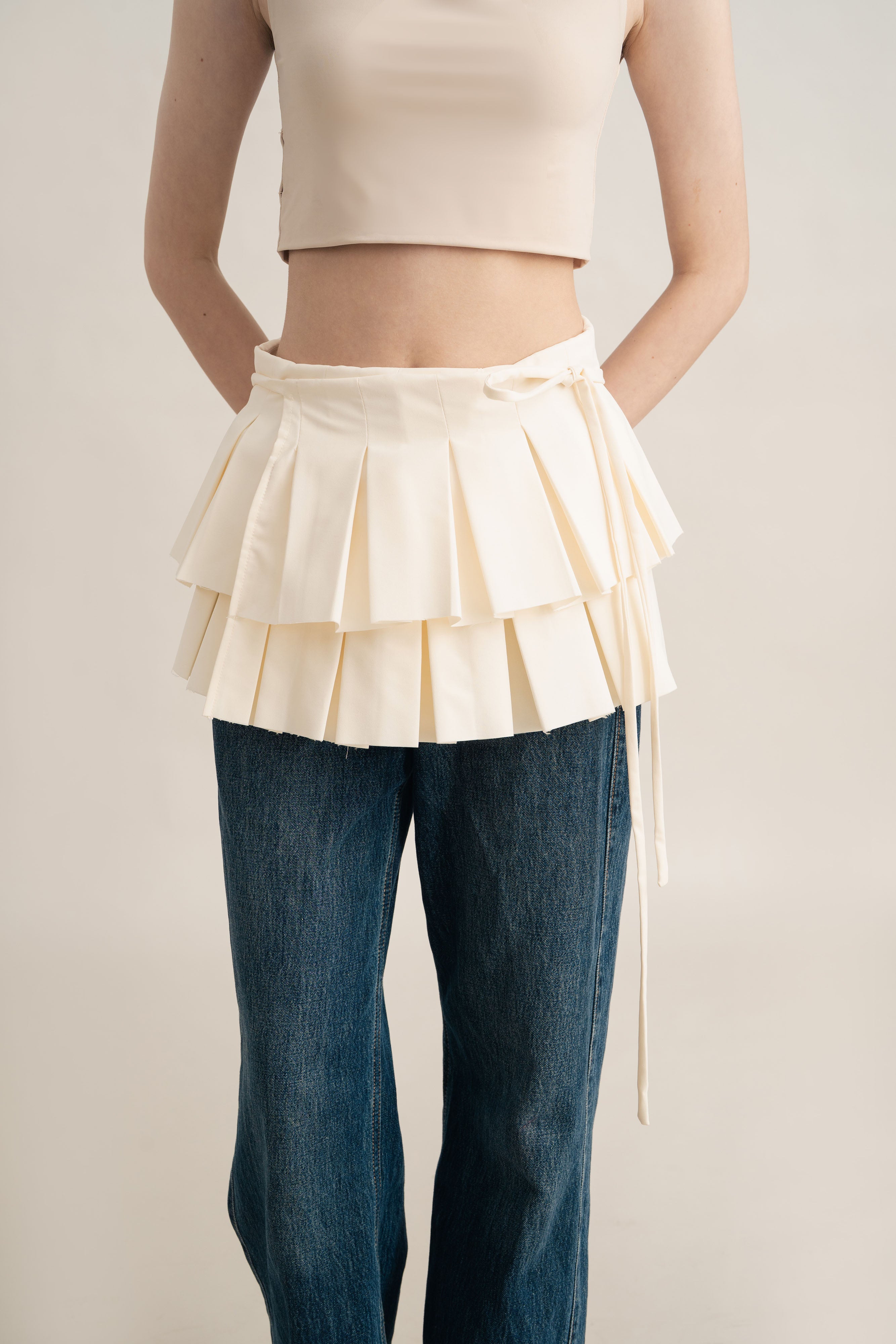 Quiet Pleats Obi in Ivory