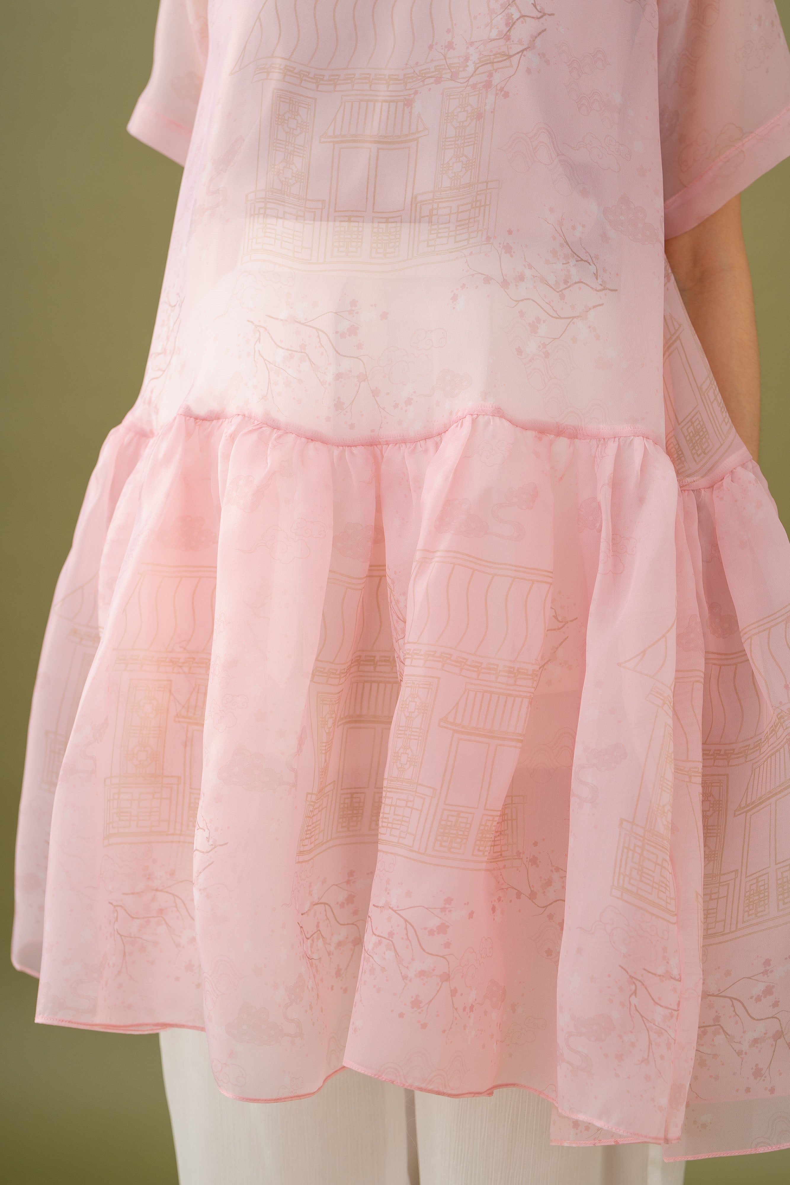 Jade Pattern Babydoll Top