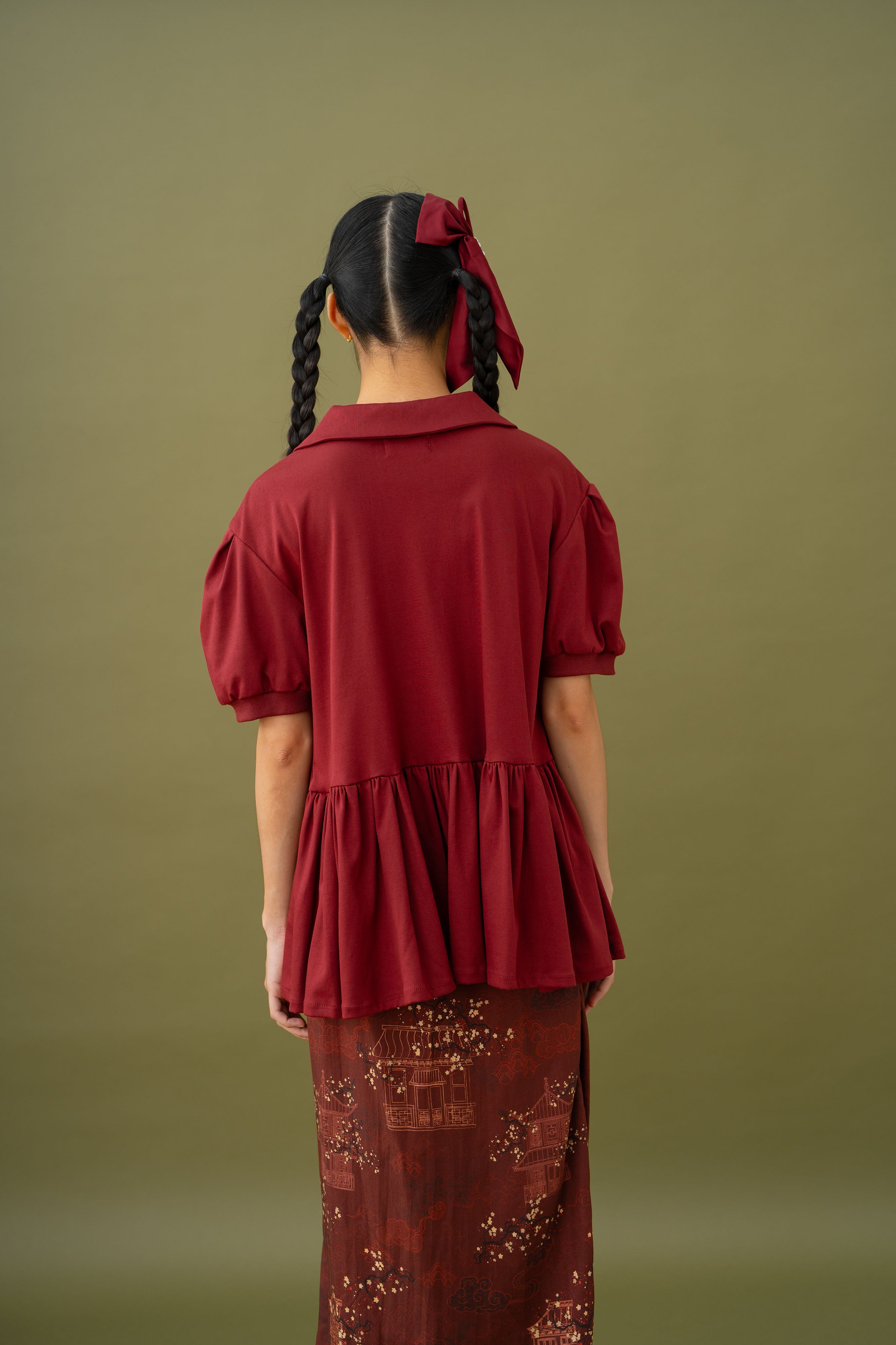 Jade Peplum Collar Top With Ecosoft Cotton Technology Fabric