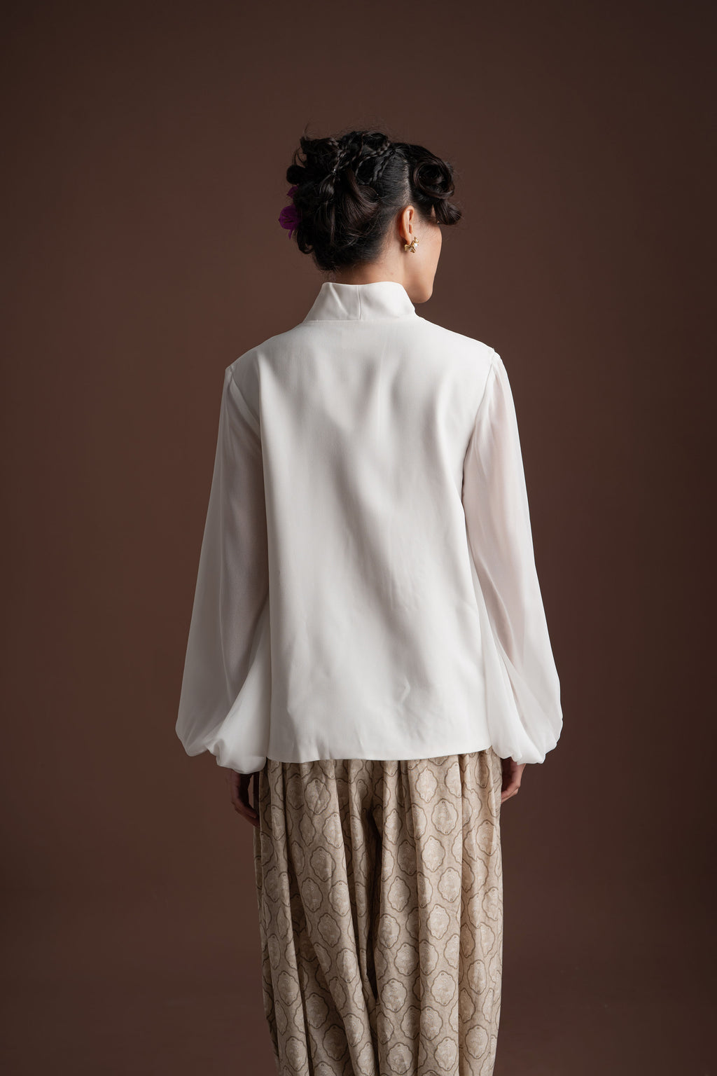 Senandika Long Sleeve Kebaya Top in Buttermilk - Belt Included