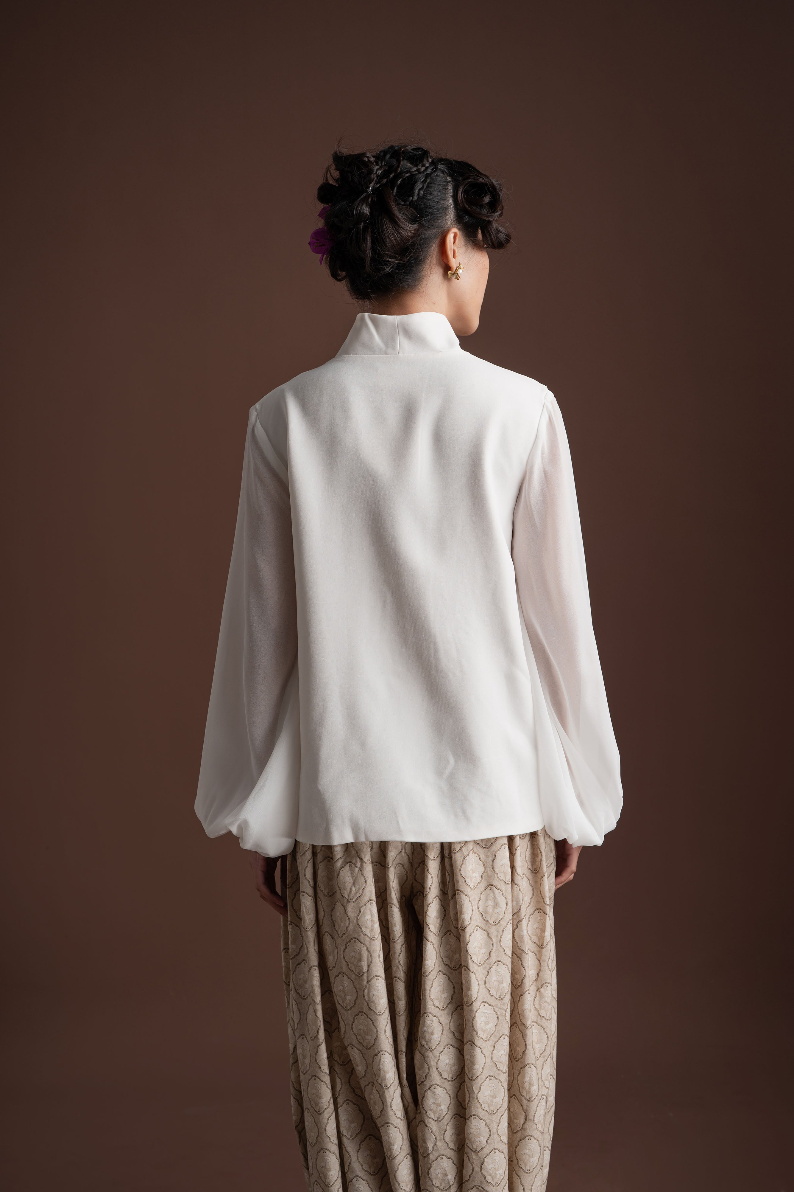 Senandika Long Sleeve Kebaya Top in Buttermilk - Belt Included
