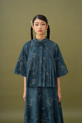 Jade Pattern Pleated Top