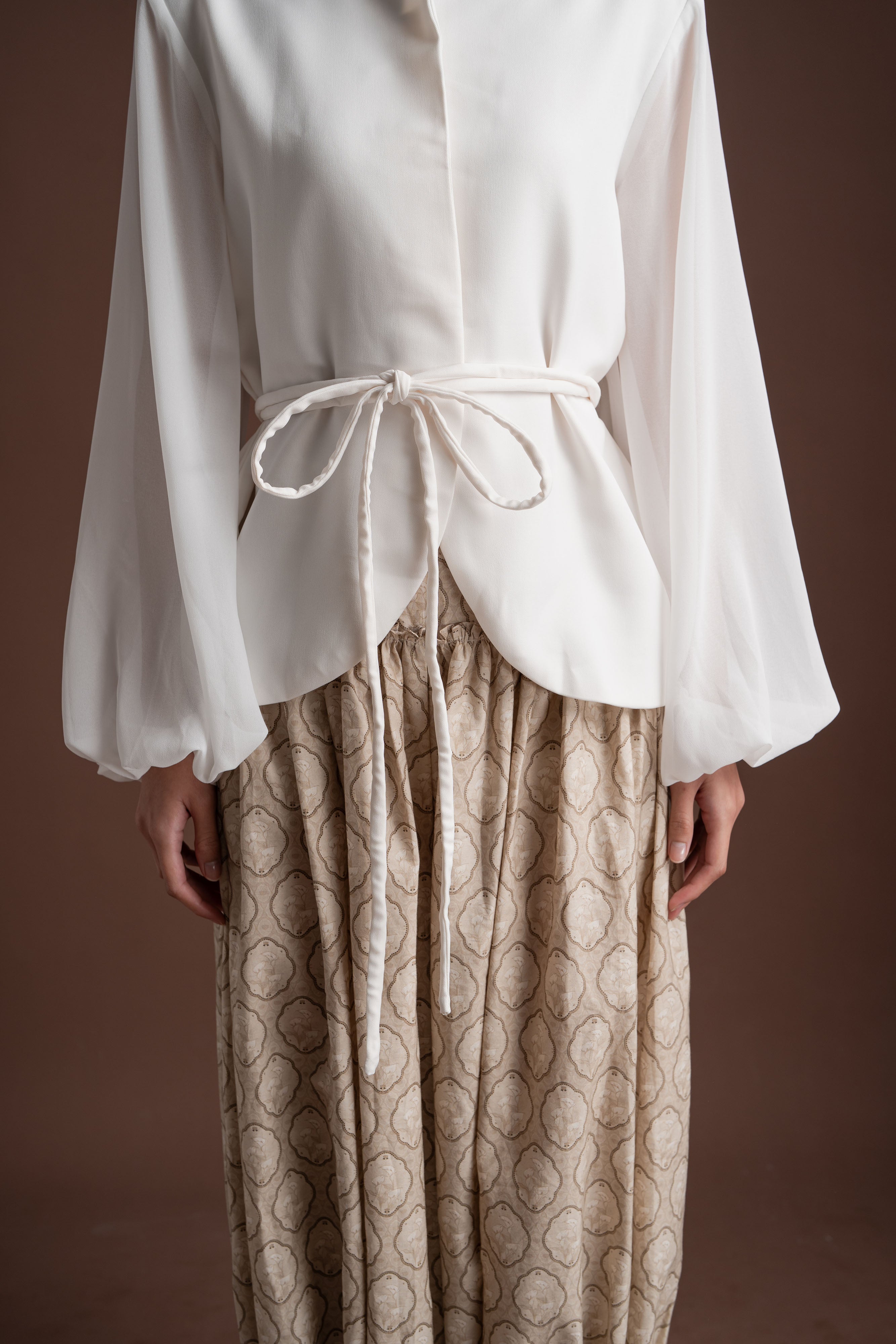 Senandika Rengkuh Pattern Pants in Cream