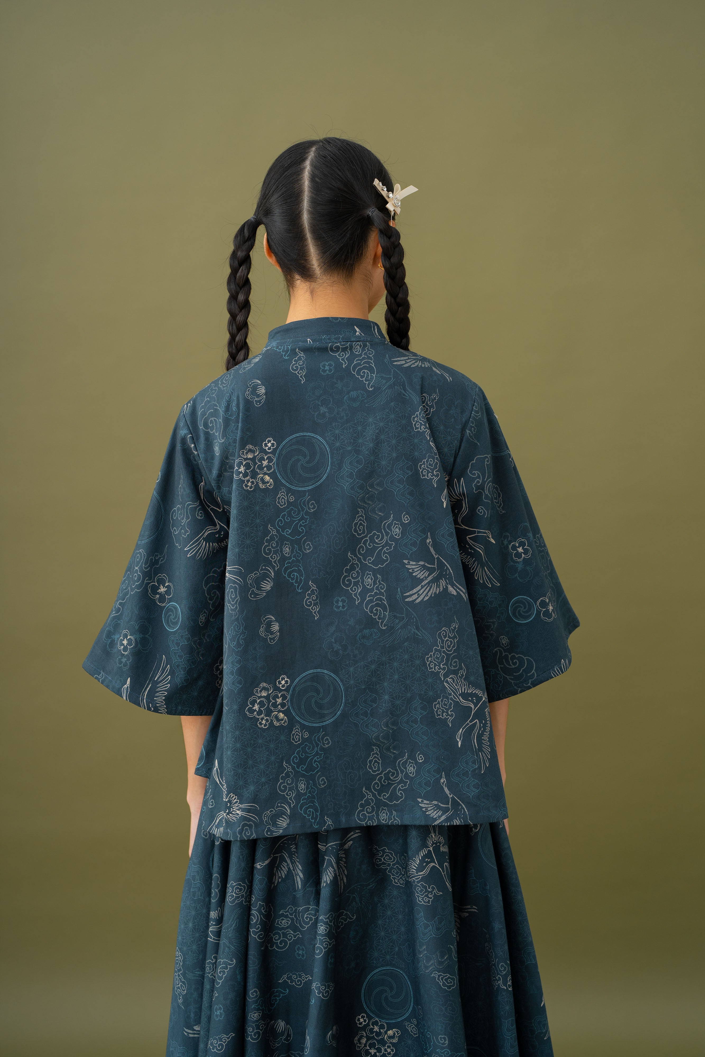 Jade Pattern Pleated Top