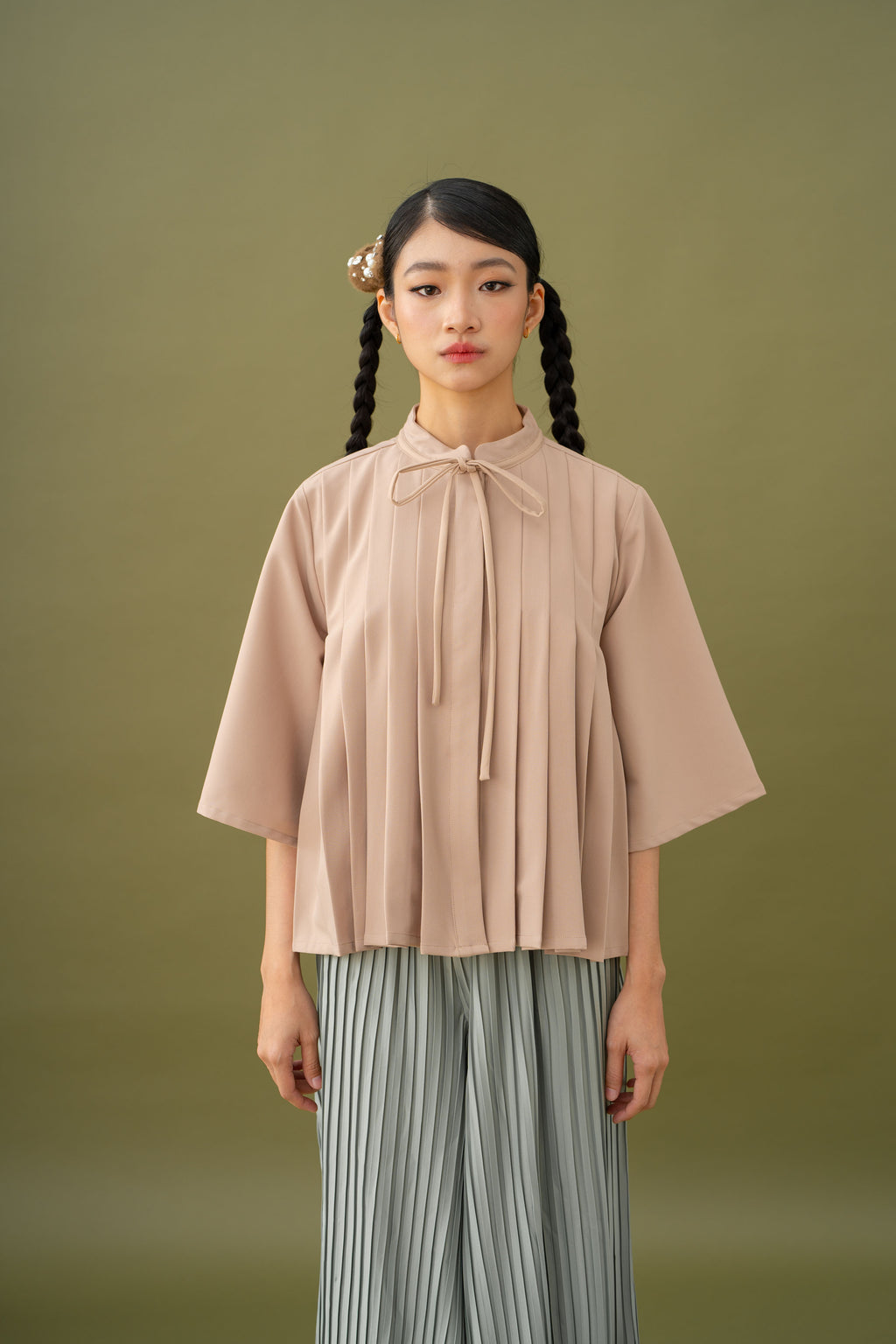 Jade Pleated Top