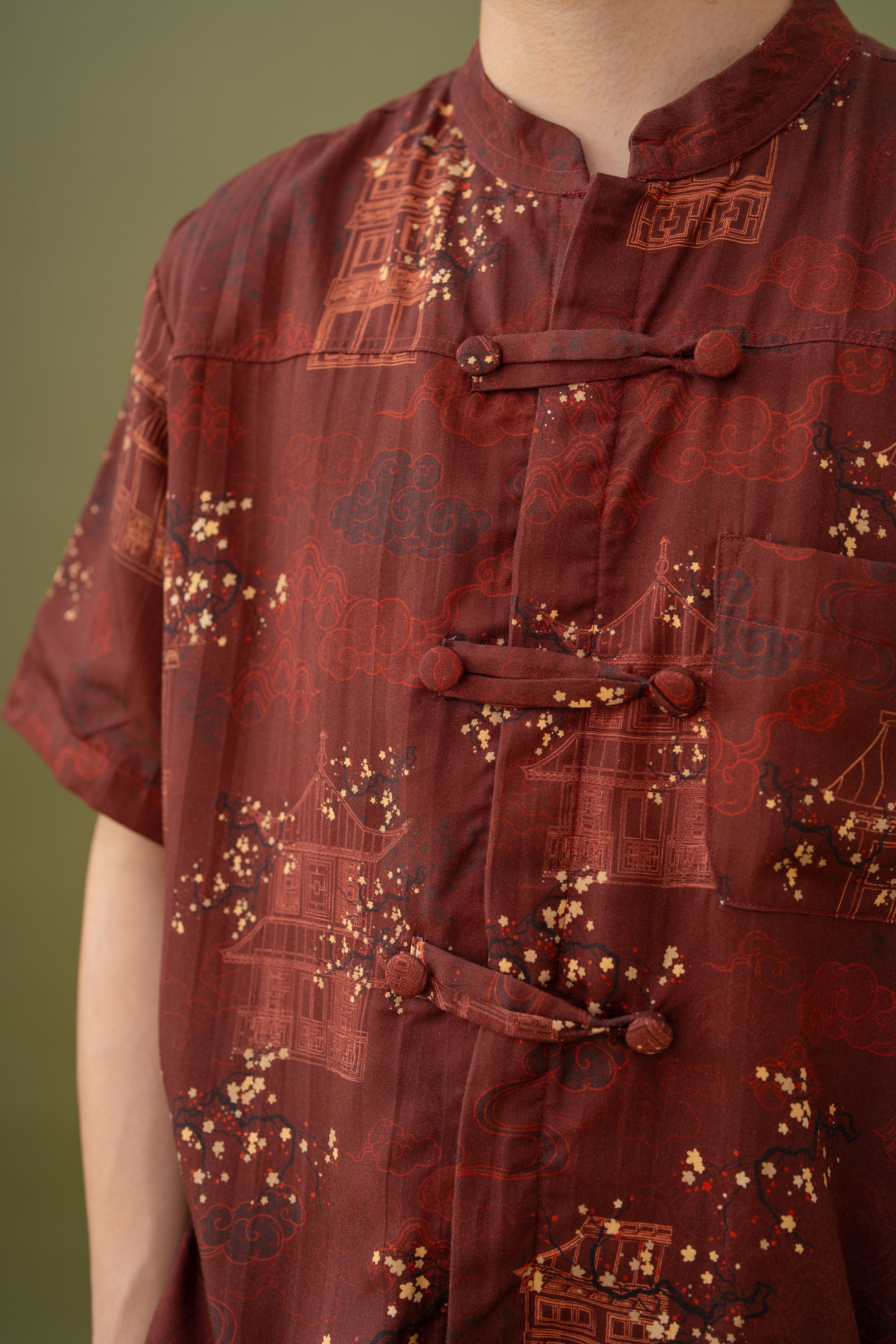 Jade Unisex Mandarin Collar Shirt