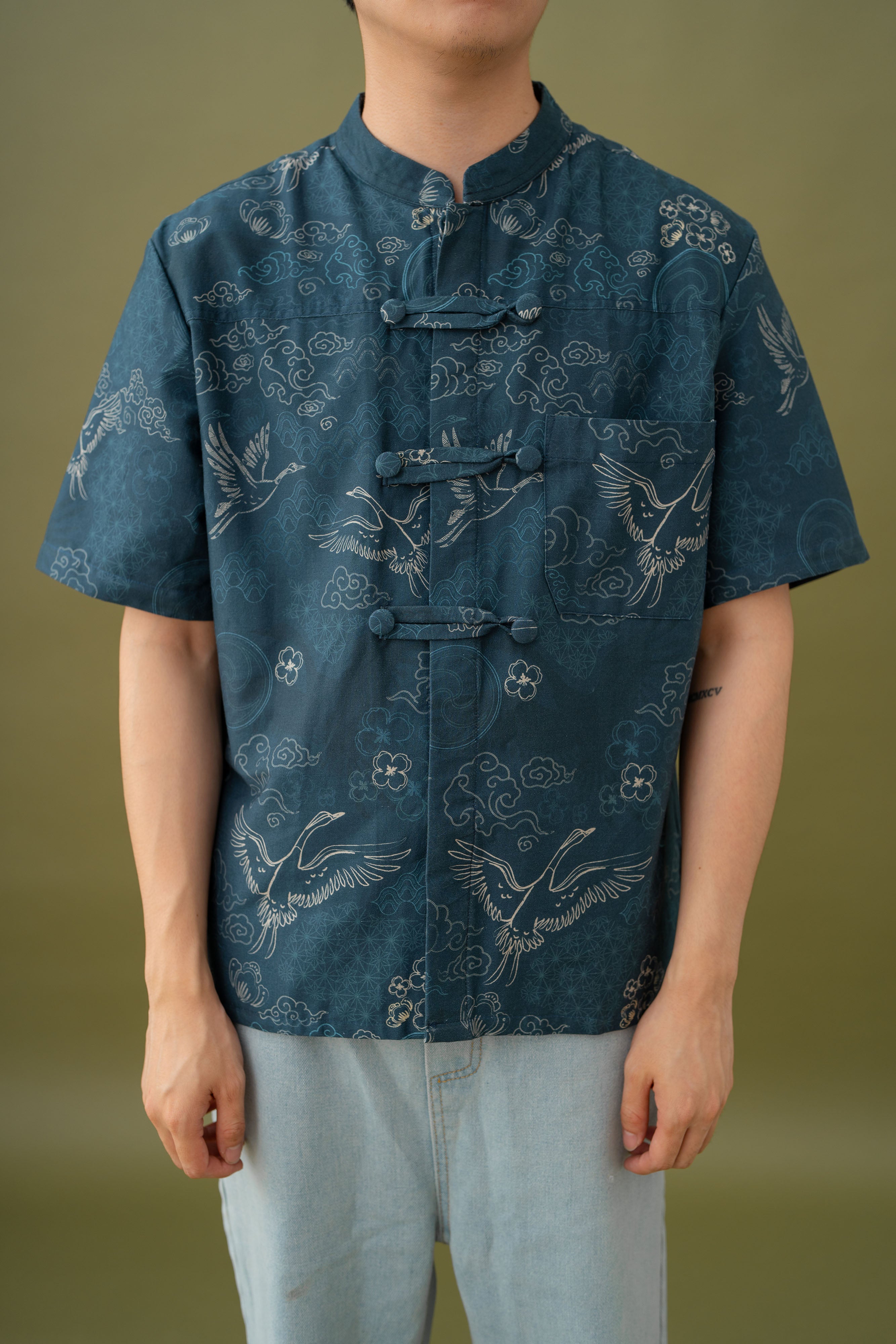 Jade Unisex Mandarin Collar Shirt