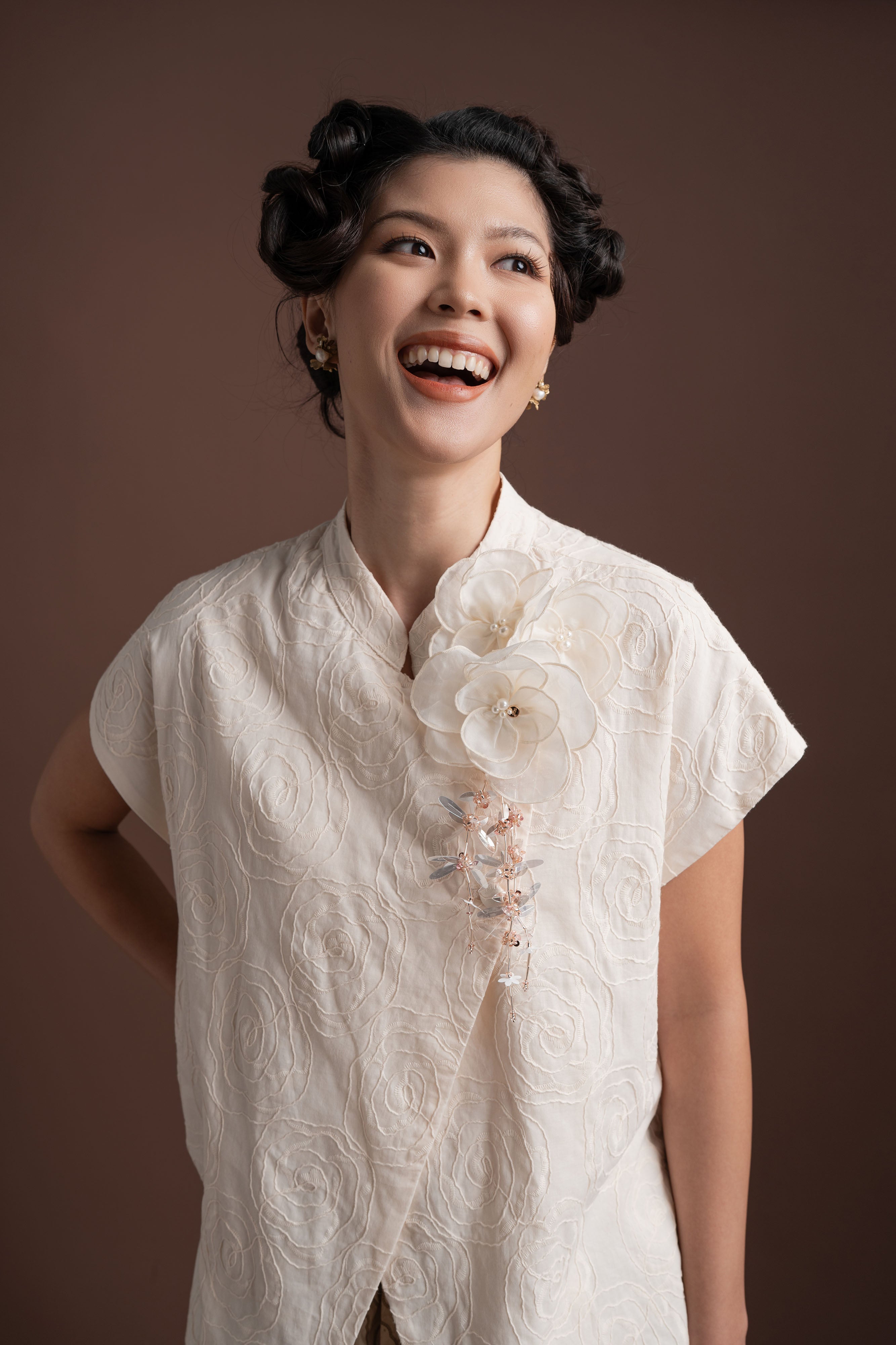 Senandika Aruna Top in Buttermilk